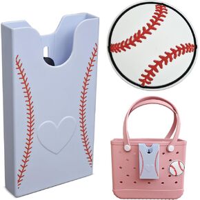 Softball Theme Phone Holder for Bogg Bag/Simply Southern With 1 Charm,Organizer Accessories Inserts Compatible With Most Brands/Sizes Rubber Beach Totes,Cell Phone Attachment for Beach Handbags in Kuwait