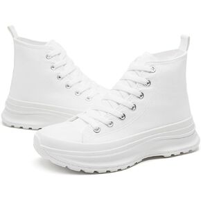 Waluzs High Top Sneakers for Women Platform Shoes Canvas Sneakers Comfortable Platform Tennis Shoes Ladies High Top Shoes Casual Walking Shoes