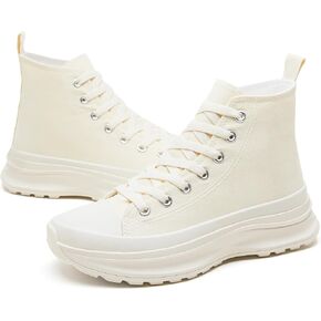 Waluzs High Top Sneakers for Women Platform Shoes Canvas Sneakers Comfortable Platform Tennis Shoes Ladies High Top Shoes Casual Walking Shoes