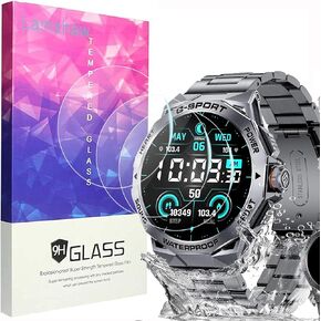 Compatible for SUNKTA EF3 Smartwatch Screen Protector, [3 Pack] 9H Tempered Glass Screen Protector Film Compatible for SUNKTA EF3, DREMAC EF3 1.43’’ Military Smart Watches (3 Pack)