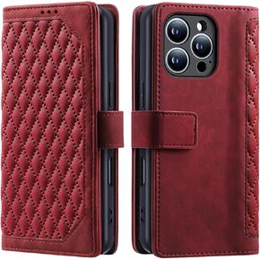 for iPhone 16 Pro Wallet Case, [with Credit Card Slots & Kickstand] PU Leather 16Pro Phone Case Women Men Card Holder Flip Folio Cover for Apple iPhone 16 Pro (Purple)