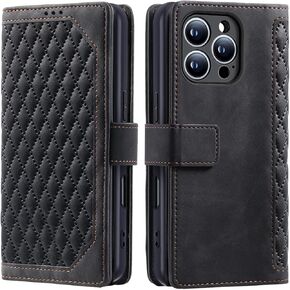 for iPhone 16 Pro Wallet Case, [with Credit Card Slots & Kickstand] PU Leather 16Pro Phone Case Women Men Card Holder Flip Folio Cover for Apple iPhone 16 Pro (Purple)
