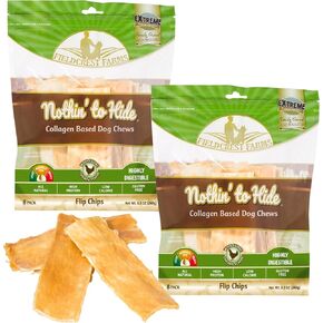 Fieldcrest Farms Nothin to Hide Flip Chips Dog Chews - All Natural Rawhide Alternative Treats for Dogs, Snack for All Breed Dogs - 2 Pack (Chicken)