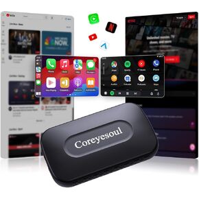 Upgraded Wireless CarPlay and Android Auto AI Box for Factory Wired CarPlay Cars with Touchscreen - Supports Netflix and YouTube - Go Wireless CarPlay and Android Auto,Coreyesoul Magic Box 2.0 Lite