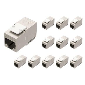 FGB 10Gbps Cat6a Shielded Keystone Jacks with Integrated Shutter, Toolless Modular Jacks, 25 Pack