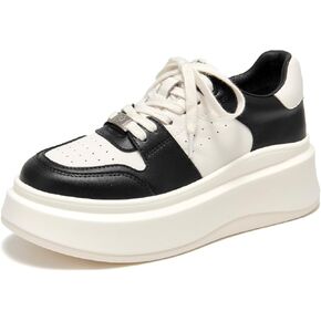 BEAU TODAY Platform Sneakers for Women Classic Leather Walking Tennis Shoes Fashion Comfortable Lace Up Fashion Casual Shoes for Most Occasion