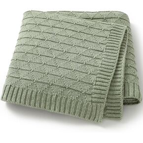 Baby Receiving Blanket for Boys Girls Knit Neutral Swaddle Blankets Soft Lightweight Crib Stroller Blankets for Newborn Infant Toddlers Grey 30 x 40 Inch