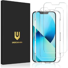 UNBREAKcable Shatterproof Tempered Glass Screen Protector for iPhone 14/13/13 Pro [2-Pack] [99.99% HD Clear] [Easy Installation Frame] [9H Hardness] for iPhone 6.1"