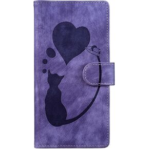 Mavis's Diary Galaxy A15 Case Wallet for Women with Card Holder Wrist Strap, Luxury Embossed Leather Folding Folio Phone Flip Cover Compatible with Samsung Galaxy A15 (Purple)