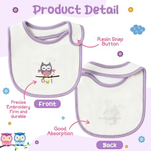 مرايل أطفال من القطن للجنسين من 2ooya - مرايل طعام لحديثي الولادة بنمط قوس قزح، مرايل تغذية للرضع مع أزرار من الراتنج، مجموعة مريلة قابلة للامتصاص للأطفال الصغار، دعائم صور هدية للأطفال الصغار (6-12 شهرًا) in Kuwait