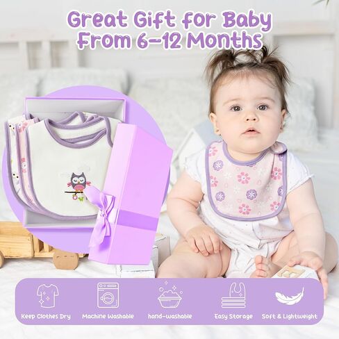 مرايل أطفال من القطن للجنسين من 2ooya - مرايل طعام لحديثي الولادة بنمط قوس قزح، مرايل تغذية للرضع مع أزرار من الراتنج، مجموعة مريلة قابلة للامتصاص للأطفال الصغار، دعائم صور هدية للأطفال الصغار (6-12 شهرًا) in Kuwait