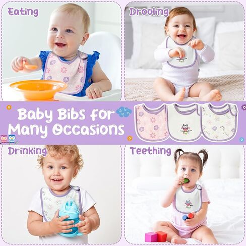 مرايل أطفال من القطن للجنسين من 2ooya - مرايل طعام لحديثي الولادة بنمط قوس قزح، مرايل تغذية للرضع مع أزرار من الراتنج، مجموعة مريلة قابلة للامتصاص للأطفال الصغار، دعائم صور هدية للأطفال الصغار (6-12 شهرًا) in Kuwait