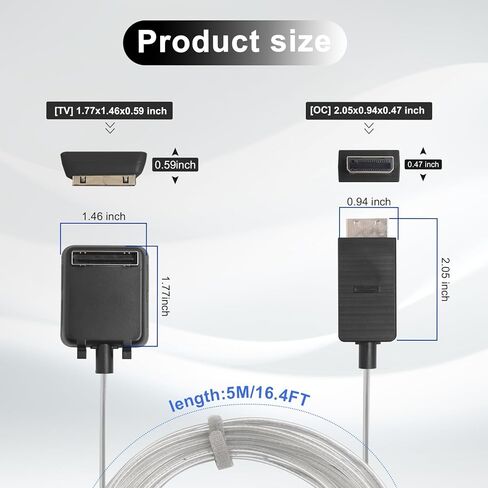 BN39-02470A كابل توصيل واحد غير مرئي بطول 16 قدمًا لتلفزيون Samsung Frame إلى صندوق توصيل واحد، متوافق مع تلفزيون Samsung QLED 4K/8K Frame الذكي (موديلات 2019-2022) in Kuwait