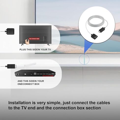 BN39-02470A كابل توصيل واحد غير مرئي بطول 16 قدمًا لتلفزيون Samsung Frame إلى صندوق توصيل واحد، متوافق مع تلفزيون Samsung QLED 4K/8K Frame الذكي (موديلات 2019-2022) in Kuwait