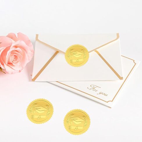 Anwyll Envelope Seals Stickers,Gold Embossed Wax Seal Sticker Looking,300Pcs Wedding Envelope Stickers,Self-Adhesive Gold Foil Stamps Plant floral Sticker for Invitation Card Bridal Shower Party Favor in Kuwait