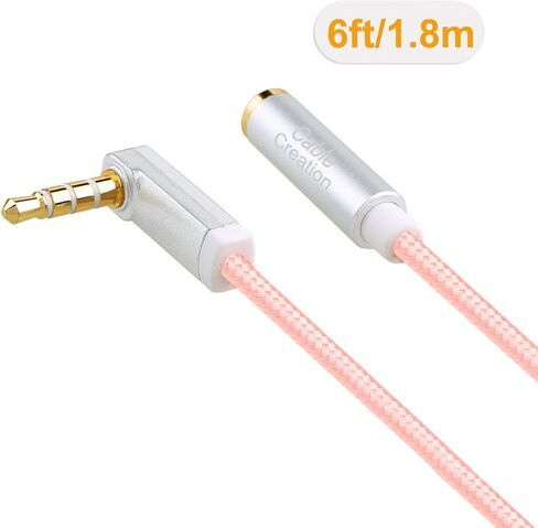 كابل تمديد الصوت CableCreation، 6 قدم 3.5 ملم 1/8؟ كابل ستيريو TRRS ذكر إلى أنثى متوافق مع الهواتف، وسماعات الرأس، ومكبرات الصوت، والأجهزة اللوحية، وأجهزة الكمبيوتر الشخصية، زاوية قائمة 4 أقطاب (متوافق مع الميكروفون)، ذهبي وردي in Saudi Arabia