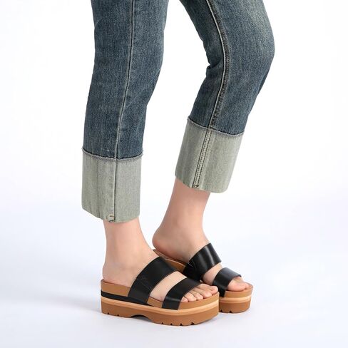 صنادل أرضية سوداء من Athlefit للنساء صنادل صيفية بحزامين لطيفة سهلة الارتداء على وسادة القدم صنادل شاطئ مقاس 10 in Kuwait