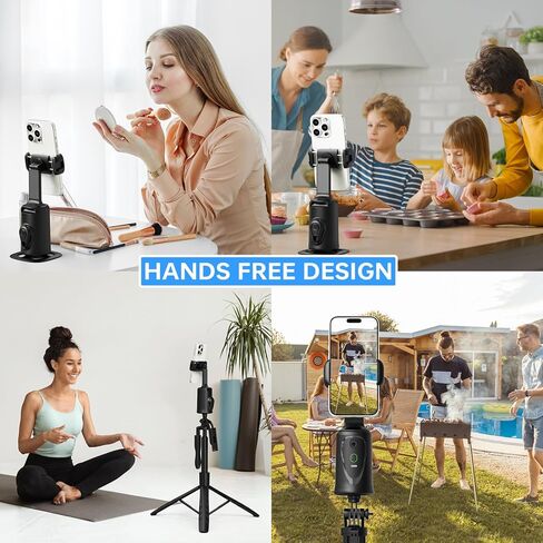 حامل ثلاثي لتتبع الوجه تلقائيًا مع ضوء تعبئة قابل لإعادة الشحن مع 6 مستويات من السطوع، دوران 360 درجة للوجه والجسم وكاميرا الهاتف والتحكم في الإيماءات، حامل تصوير ذكي لمدونات الفيديو والبث والفيديو وتيكتوك in Kuwait