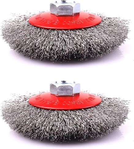 2 Pack 4 Inch Coarse Crimped Wire Cup Brush for 4 1/2 Angle Grinder,5/8 Inch-11 Threaded Arbor,0.014 Inch Carbon Steel Wire,Wire Brush for Rust,Corrosion,Paint Removal (2 Pack 4 Inch) in Saudi Arabia