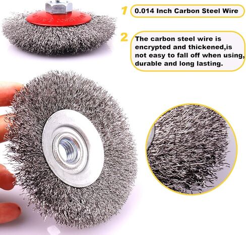 2 Pack 4 Inch Coarse Crimped Wire Cup Brush for 4 1/2 Angle Grinder,5/8 Inch-11 Threaded Arbor,0.014 Inch Carbon Steel Wire,Wire Brush for Rust,Corrosion,Paint Removal (2 Pack 4 Inch) in Saudi Arabia