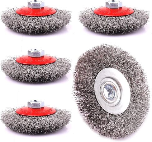 2 Pack 4 Inch Coarse Crimped Wire Cup Brush for 4 1/2 Angle Grinder,5/8 Inch-11 Threaded Arbor,0.014 Inch Carbon Steel Wire,Wire Brush for Rust,Corrosion,Paint Removal (2 Pack 4 Inch) in Saudi Arabia