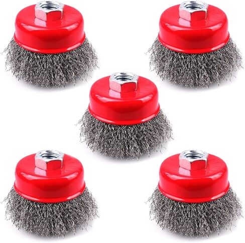 2 Pack 4 Inch Coarse Crimped Wire Cup Brush for 4 1/2 Angle Grinder,5/8 Inch-11 Threaded Arbor,0.014 Inch Carbon Steel Wire,Wire Brush for Rust,Corrosion,Paint Removal (2 Pack 4 Inch) in Saudi Arabia