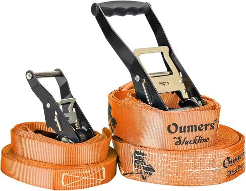 Beginner Slackline Kit, Oumers Slack Line Gift Set with 50ft Main Blance line Training Line Tree Protector Ratchet Cover Carry Bag for Kids Adults in Saudi Arabia