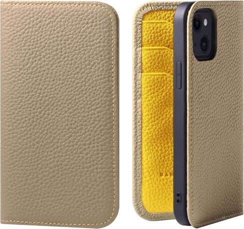 Hanatora - حافظة هاتف iPhone12Mini يابانية مع حامل بطاقة وغطاء هاتف من الجلد الأصلي، حافظة عالية الجودة بدون مغناطيس رمادي داكن + وردي PH-12Mini-Taupe-PK in Kuwait