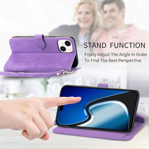 Cases for iPhone 15 Wallet Case for Women with Card Holder Retro Embossed Flower Zipper Wallet PU Leather Flip Cover with Detachable Lanyard for Apple iPhone 15 6.1" Pink in Saudi Arabia