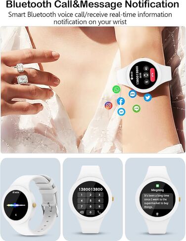 Smart Watches for Women with Heart Rate Blood Pressure Sleep Monitor Calorie Step Tracker, Android iPhone Compatible with Bluetooth Call & Receive Text, Daily Activity Trackes (White) in Saudi Arabia