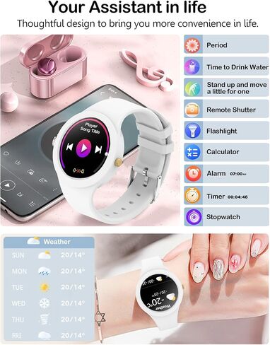 Smart Watches for Women with Heart Rate Blood Pressure Sleep Monitor Calorie Step Tracker, Android iPhone Compatible with Bluetooth Call & Receive Text, Daily Activity Trackes (White) in Saudi Arabia