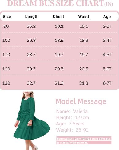 DREAM BUS Toddler Girl Fall Casual Dress Girl Smocked Long Sleeve Midi Dress Little Girl Tiered A Line Party Flowy Dress in Saudi Arabia