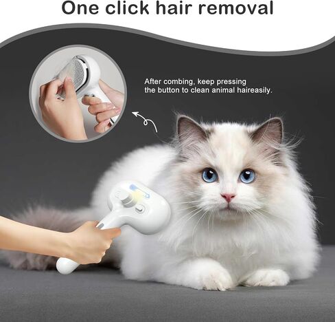 Cat Steam Brush for Shedding, Steamy Cat Brush, Spray Groom Cat Brush with Release Button, Self Cleaning Deshedding Combs for Short Long Matted Hair Pet Dog Removing Tangled and Loosse Hair (White) in Saudi Arabia