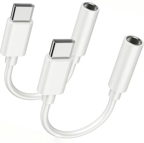 2 Pack USB Type C to 3.5mm Female Headphone Jack Adapter,Premium USB C to Aux Audio Dongle Cable Cord Compatible with iPhone 15/16Pro Max/Pro 16/15 Plus,Galaxy S24/S23/S22/S21 Ultra/MacBook. in Saudi Arabia