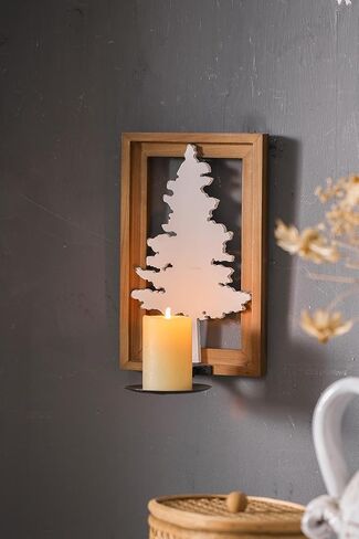 عيد الميلاد الجدار الشمعدان حامل شمعة، شمعة الجدار الشمعدانات الجدار شنت شجرة عيد الميلاد البيضاء، حامل شمعة للجدار، غرفة المعيشة غرفة الطعام الحمام، ريفي البني مؤطرة شجرة عيد الميلاد جدار الفن in Kuwait