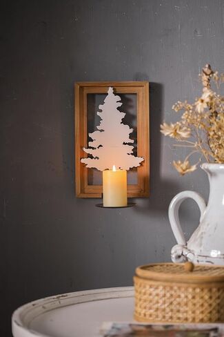 عيد الميلاد الجدار الشمعدان حامل شمعة، شمعة الجدار الشمعدانات الجدار شنت شجرة عيد الميلاد البيضاء، حامل شمعة للجدار، غرفة المعيشة غرفة الطعام الحمام، ريفي البني مؤطرة شجرة عيد الميلاد جدار الفن in Kuwait