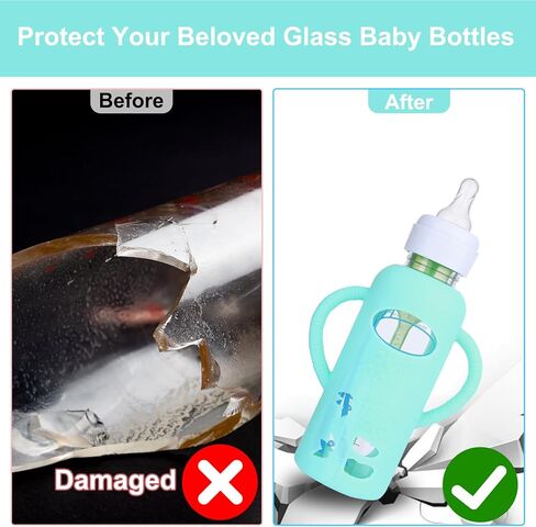 XANGNIER 4 عبوات من أكمام السيليكون لزجاجات الأطفال الزجاجية الضيقة الطبيعية من دكتور براون 8 أونصة، ملحقات الغطاء الواقي لزجاجات الأطفال المضادة للكسر لزجاجات الأطفال الزجاجية الضيقة من دكتور براون 8 أونصة in Kuwait