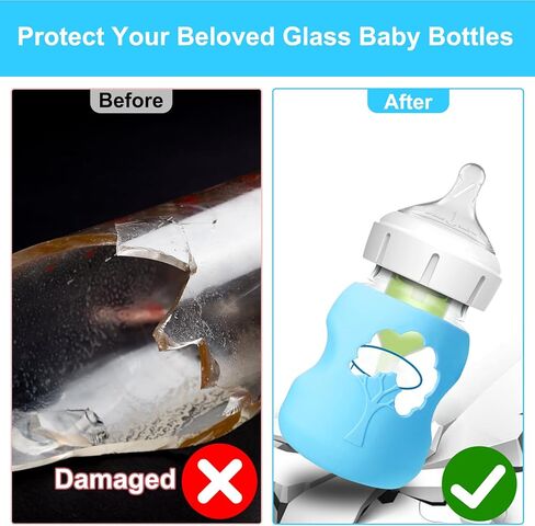 XANGNIER 4 عبوات من أكمام السيليكون لزجاجات الأطفال الزجاجية الضيقة الطبيعية من دكتور براون 8 أونصة، ملحقات الغطاء الواقي لزجاجات الأطفال المضادة للكسر لزجاجات الأطفال الزجاجية الضيقة من دكتور براون 8 أونصة in Kuwait