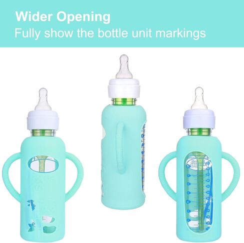 XANGNIER 4 عبوات من أكمام السيليكون لزجاجات الأطفال الزجاجية الضيقة الطبيعية من دكتور براون 8 أونصة، ملحقات الغطاء الواقي لزجاجات الأطفال المضادة للكسر لزجاجات الأطفال الزجاجية الضيقة من دكتور براون 8 أونصة in Kuwait