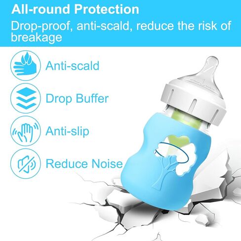 XANGNIER 4 عبوات من أكمام السيليكون لزجاجات الأطفال الزجاجية الضيقة الطبيعية من دكتور براون 8 أونصة، ملحقات الغطاء الواقي لزجاجات الأطفال المضادة للكسر لزجاجات الأطفال الزجاجية الضيقة من دكتور براون 8 أونصة in Kuwait