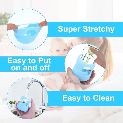 XANGNIER 4 عبوات من أكمام السيليكون لزجاجات الأطفال الزجاجية الضيقة الطبيعية من دكتور براون 8 أونصة، ملحقات الغطاء الواقي لزجاجات الأطفال المضادة للكسر لزجاجات الأطفال الزجاجية الضيقة من دكتور براون 8 أونصة in Kuwait