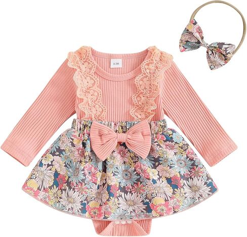 Newborn Baby Girl Outfits Infant Long Sleeve Plaid Print Romper Dress with Headband Set Infant Fall Winter Clothes in Saudi Arabia