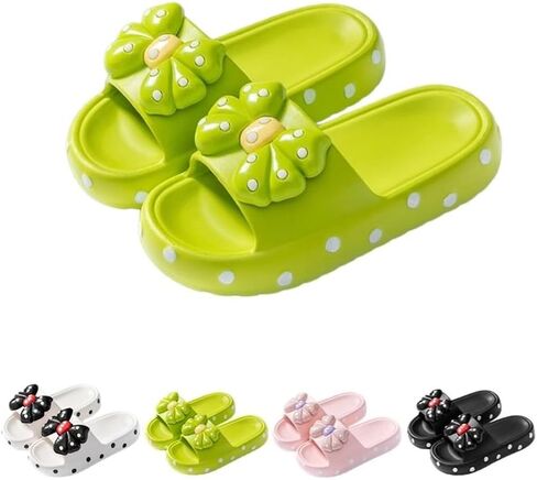 Bow Slippers for Women Cute Home Slides Preppy Anti-slip Indoor Outdoor Slippers Open-toe Men Shower Shoes in Saudi Arabia