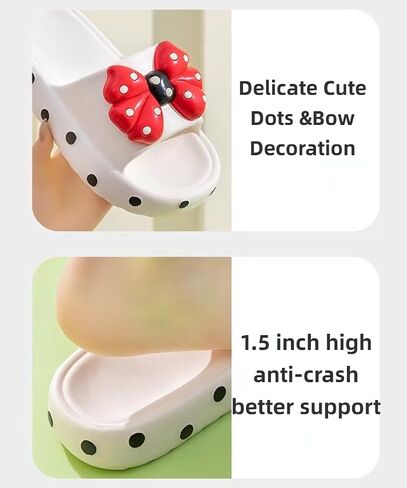 Bow Slippers for Women Cute Home Slides Preppy Anti-slip Indoor Outdoor Slippers Open-toe Men Shower Shoes in Saudi Arabia