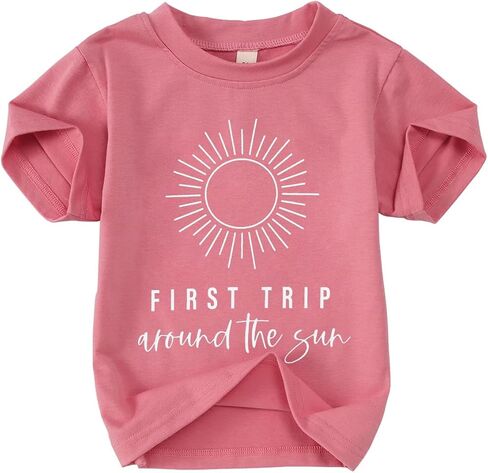 1st Birthday Shirt for Baby Girls Boys Cute Sun Graphic Letter Print T-Shirt 1 Year Old Toddler Gift Infant Party Tees in Kuwait