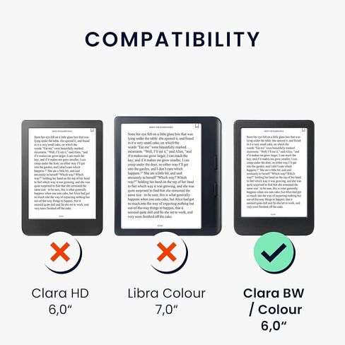حافظة kwmobile متوافقة مع Kobo Clara BW/حافظة ملونة - غطاء من البولي يوريثان مع حزام - فتاة وكتب أسود/بيج in Saudi Arabia