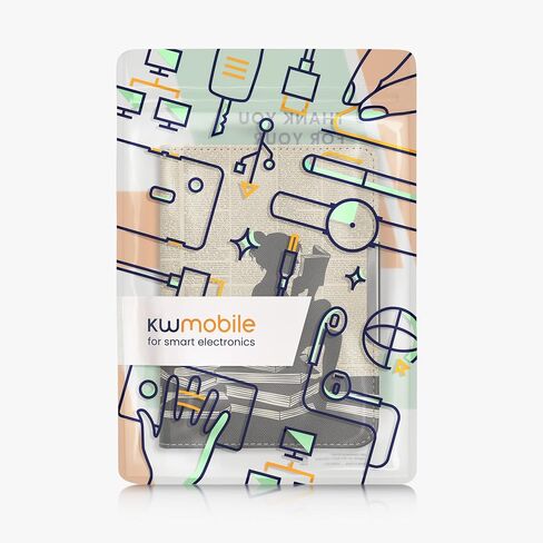 حافظة kwmobile متوافقة مع Kobo Clara BW/حافظة ملونة - غطاء من البولي يوريثان مع حزام - فتاة وكتب أسود/بيج in Saudi Arabia