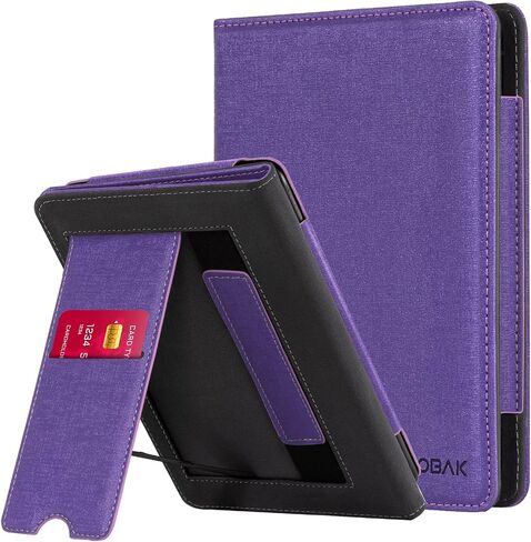 CoBak Case with Stand for Kindle Paperwhite - Durable PU Leather Cover with Auto Sleep Wake, Card Slot, Hand Strap Feature - Fits Kindle Paperwhite 11th Generation 6.8" Signature Edition 2021 Released in Saudi Arabia