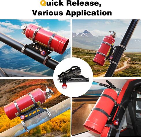 Bestaoo Adjustable Roll Bar Fire Extinguisher Mount Holder for Jeep Wrangler TJ JK JKU JL UTV Polaris RZR Ranger Camper Van, Aluminum, Quick Release in Kuwait