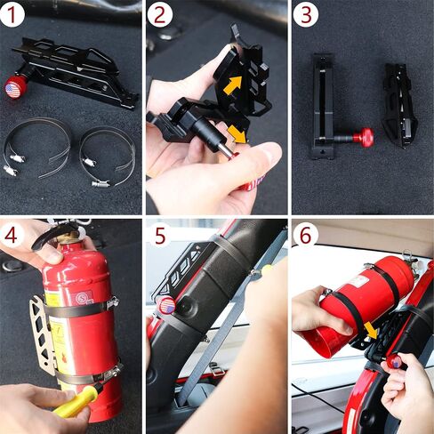Bestaoo Adjustable Roll Bar Fire Extinguisher Mount Holder for Jeep Wrangler TJ JK JKU JL UTV Polaris RZR Ranger Camper Van, Aluminum, Quick Release in Kuwait